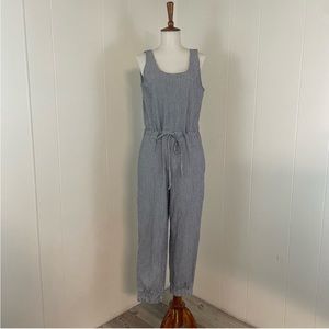 Anthropologie Drew Striped Cropped Cotton Jumpsuit